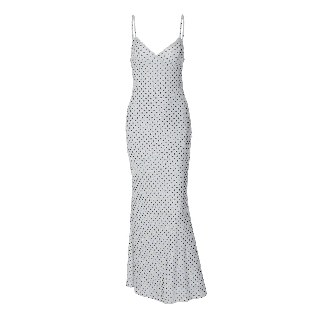 Damen Elegantes Maxikleid mit zartem Punktedesign und Spaghetti-Trägern Echo Archiv