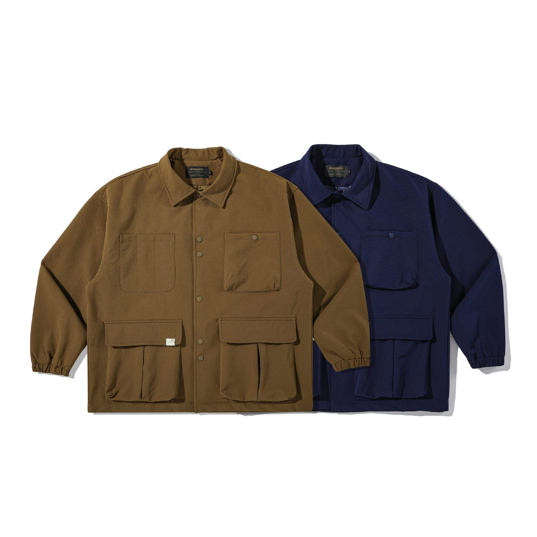 Herren Robuste Canvas-Utility-Jacke mit Druckknopffront und elastischen Bündchen Echoarchiv