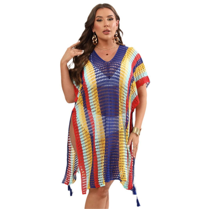 Damen luftiger Häkel-Strandponcho mit modischen Fransen Echo Archiv