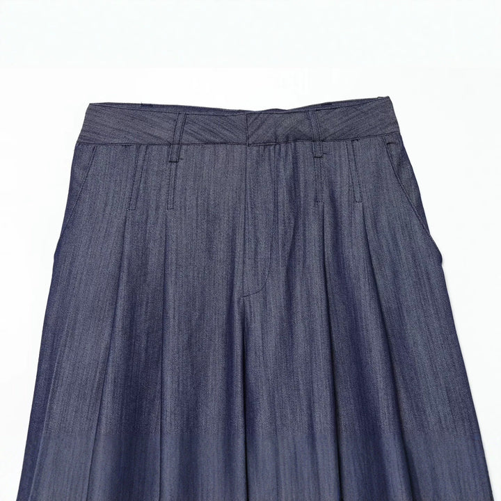 Damen Hochtaillierte weite Culotte aus leichter Denim-Qualität mit Bundfalten Echo Archiv