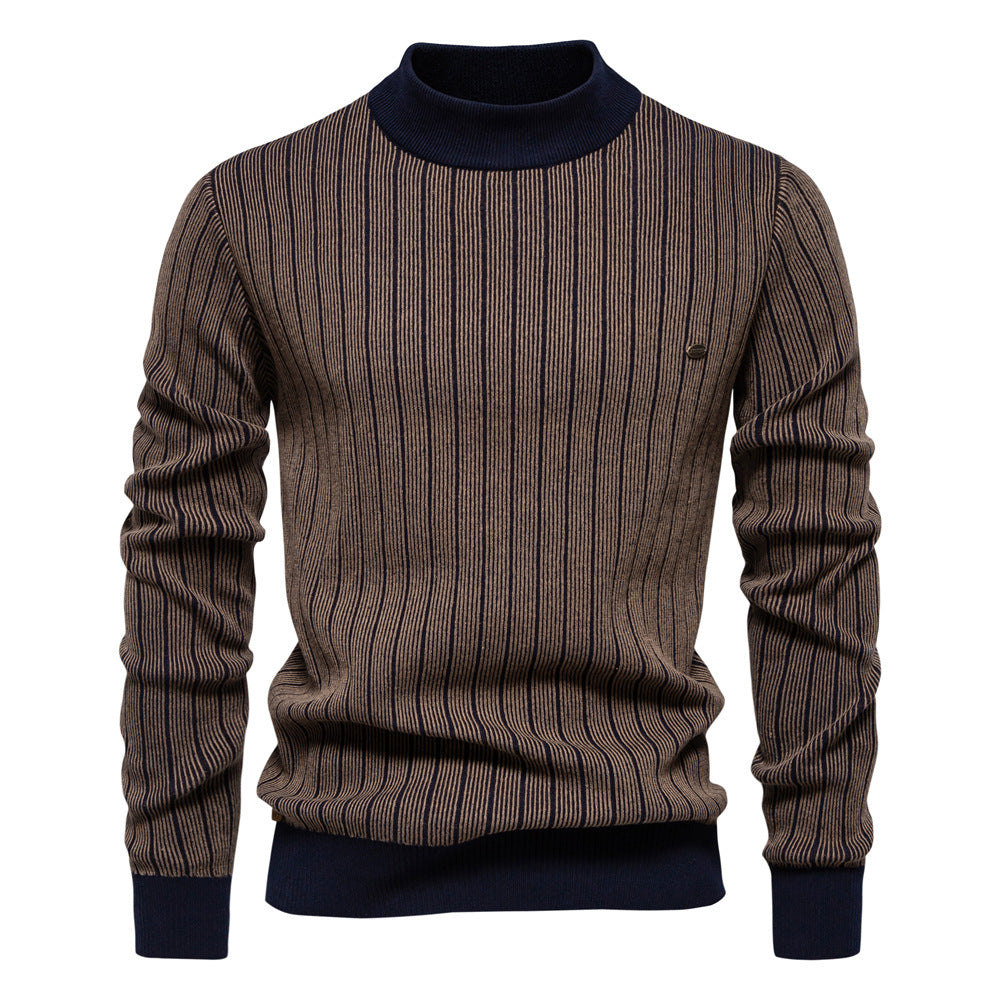Herren Feinstrickpullover mit Rollkragen und Streifenmuster Echoarchiv