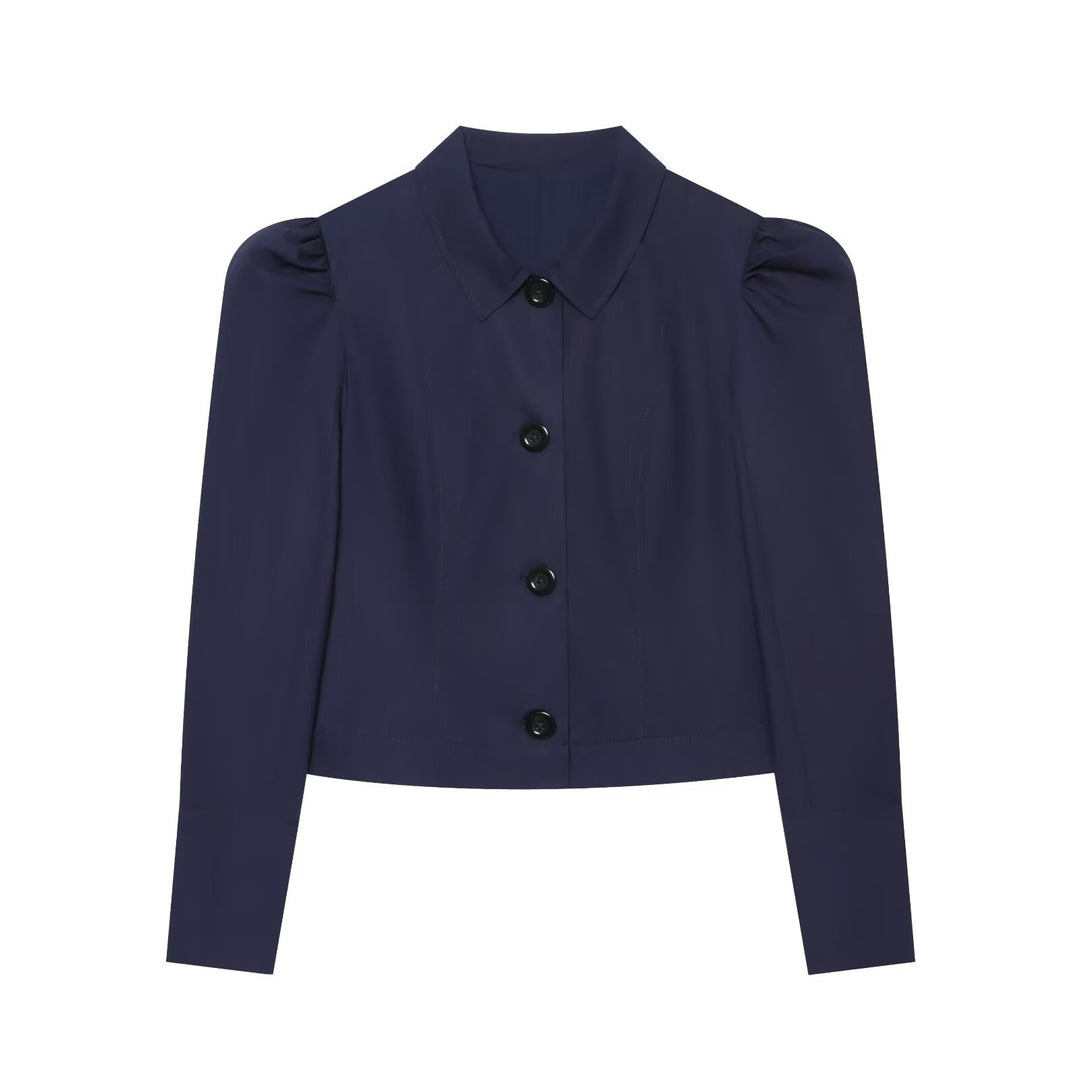 Damen Kurzblazer im Blouson‑Stil mit gerafften Schulterpartien und Knopfleiste Echo Archiv