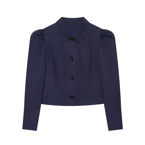 Damen Kurzblazer im Blouson‑Stil mit gerafften Schulterpartien und Knopfleiste Echo Archiv