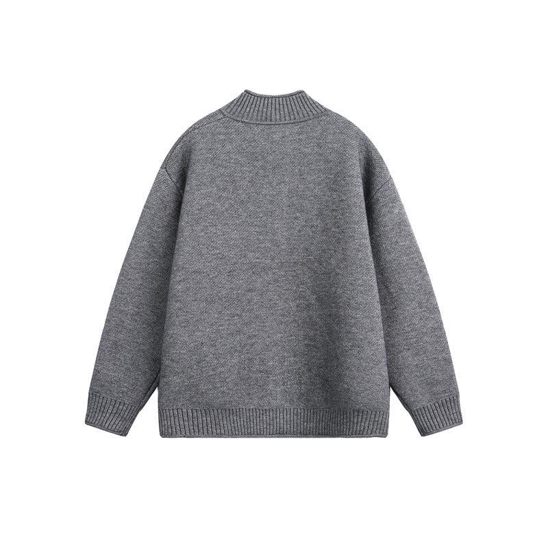 Unisex Strick-Zipjacke mit hohem Rippkragen und Oversize‑Schnitt Echoarchiv