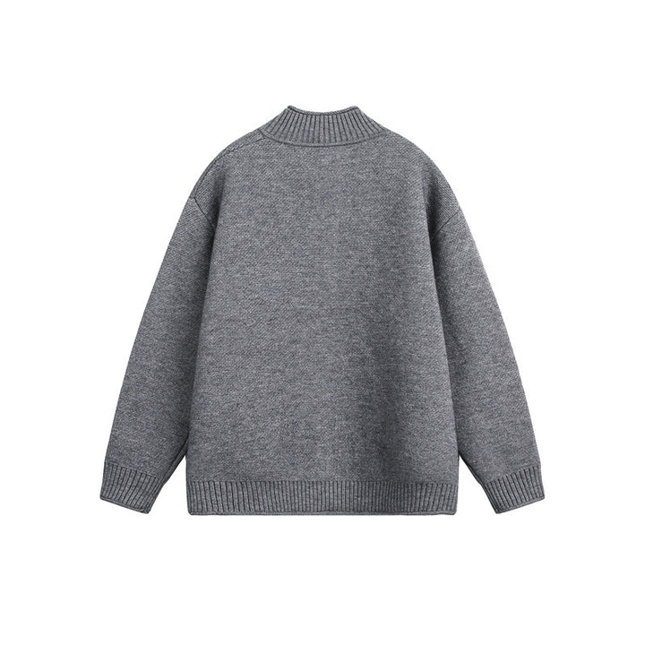 Unisex Strick-Zipjacke mit hohem Rippkragen und Oversize‑Schnitt Echoarchiv