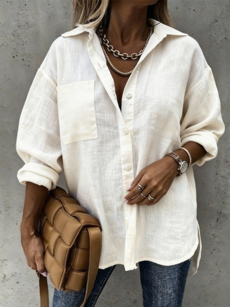 Damen Leichte und lässige Bluse mit Brusttasche Echo Archiv