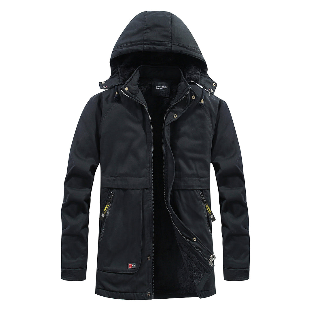 Herren Thermo‑Langparka im Fieldstil mit wärmender Plüschinnenseite und verdeckter Front Echo Archiv