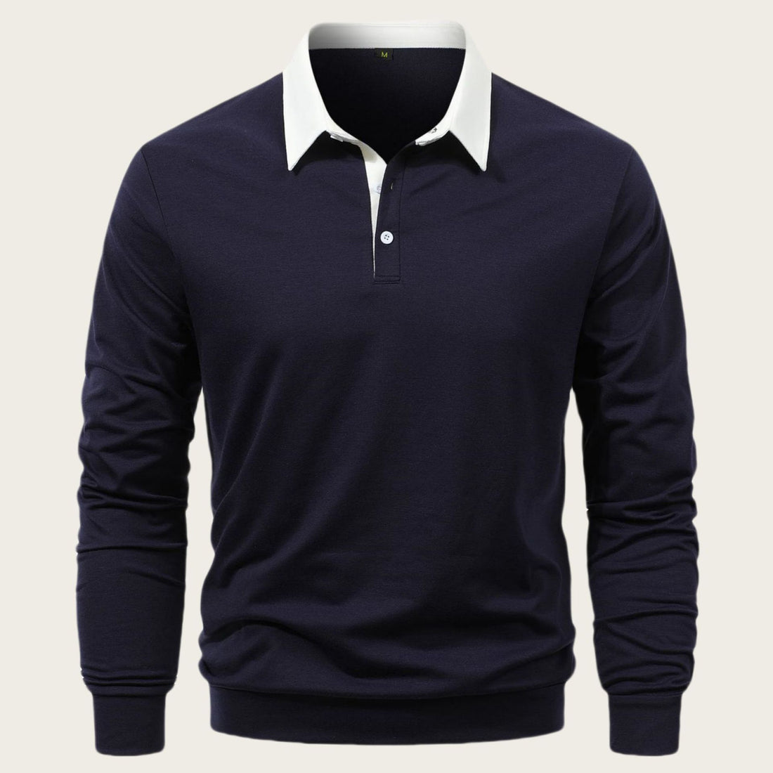 Herren Langarm Poloshirt mit kontrastierendem Kragen – Cavello