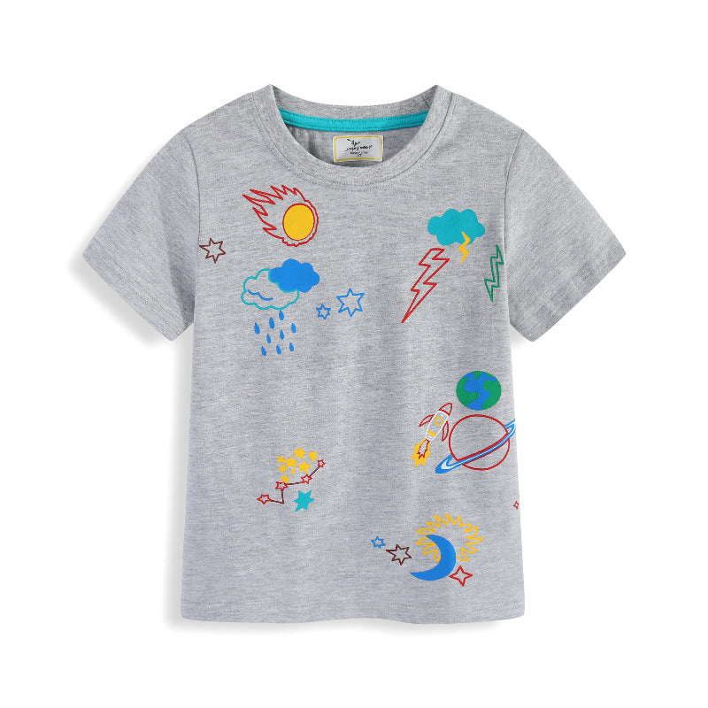 Jungen T-Shirt mit kreativen Weltraumstickereien Echo Archiv