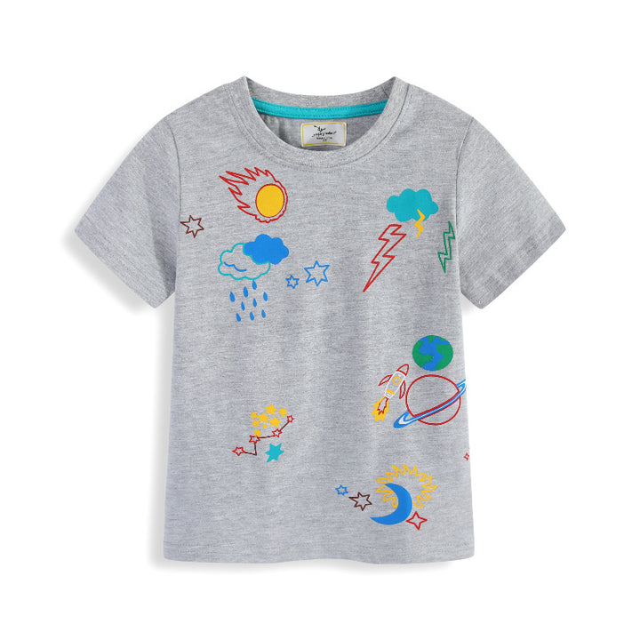Jungen T-Shirt mit kreativen Weltraumstickereien Echo Archiv