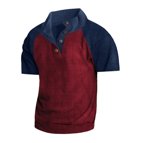 Herren Kurzarm-Henley-Shirt mit modernem Strukturdesign Echoarchiv