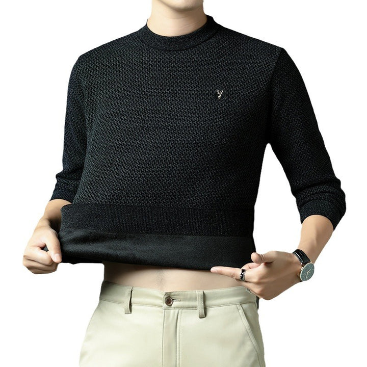 Herren Strukturierter Pullover mit Rundhalsausschnitt und hochwertiger Stricktextur Echoarchiv