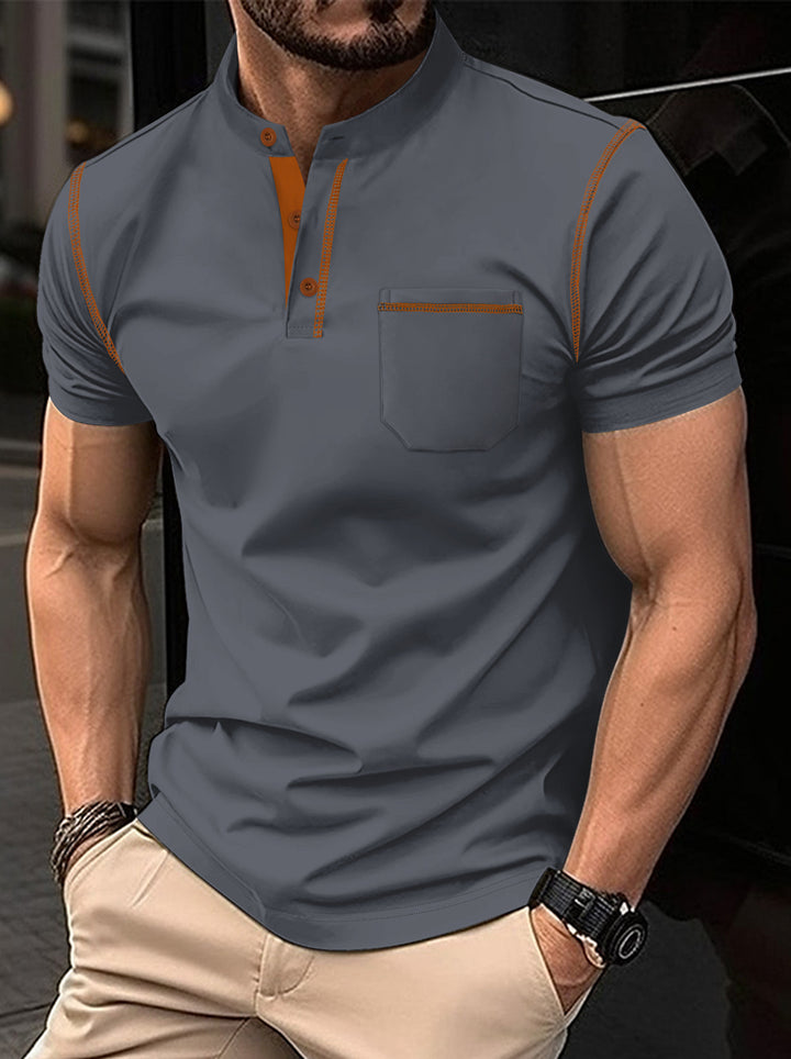 Herren Kurzarm Poloshirt mit modischem Stehkragen und praktischer Brusttasche Echoarchiv
