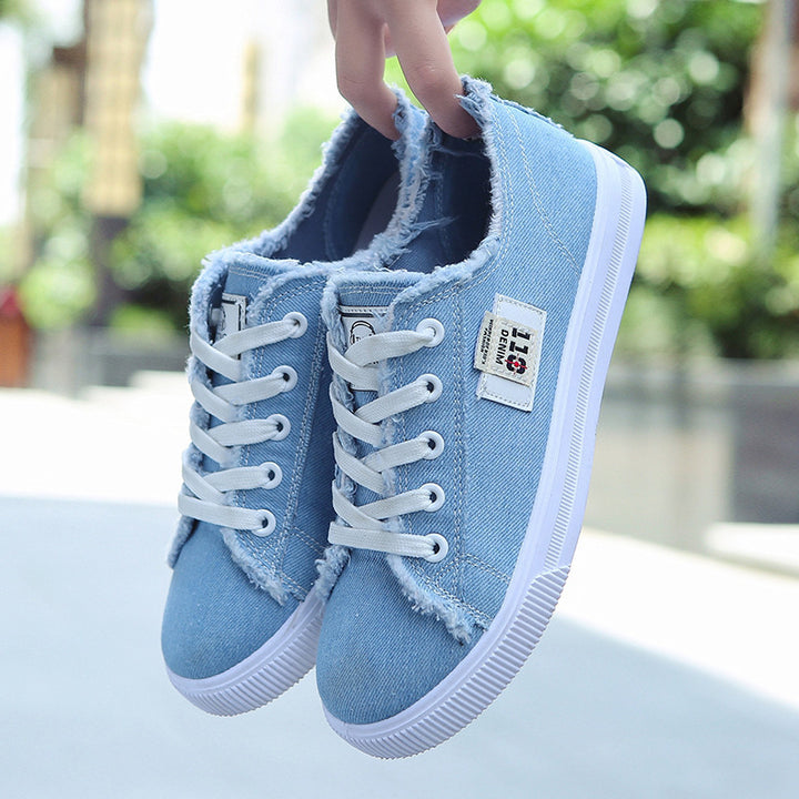 Damen Backless Denim-Slip-On Sneaker mit Schnürdetail und gepolstertem Fußbett – Lioré