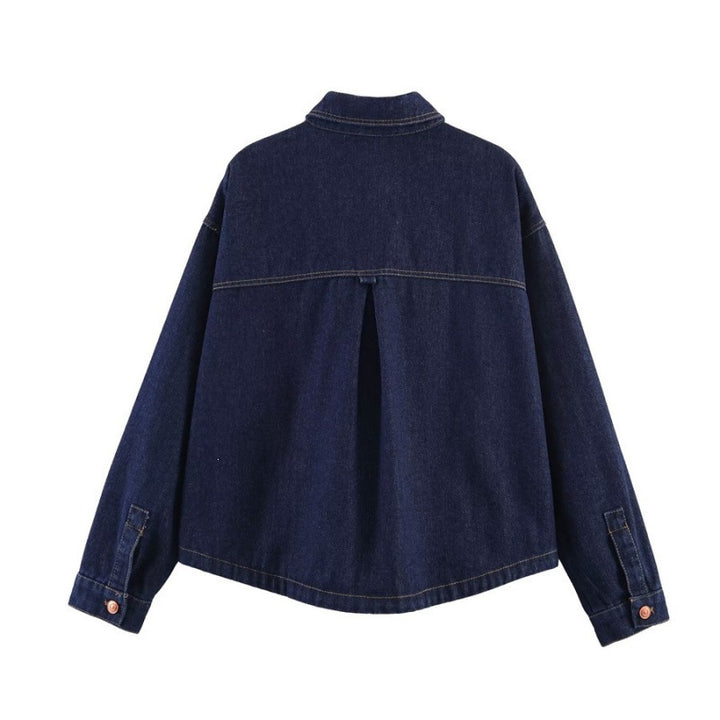 Damen Oversize-Jeansjacke mit kastigem Cropped-Schnitt, aufgesetzten Taschen und Kontrastnähten Echo Archiv