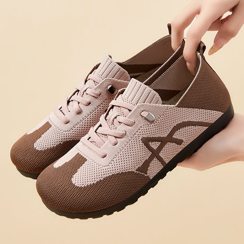 Damen nan komfortabler gestrickter Slip-On Sneaker mit elastischem Schaft, dekorativer Schnürung und flexibler rutschfester Laufsohle Echo Archiv