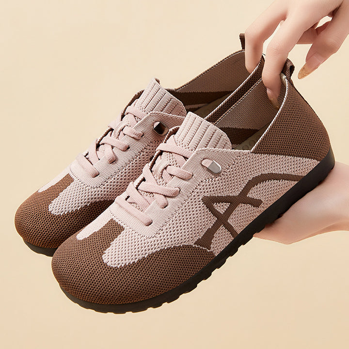 Damen nan komfortabler gestrickter Slip-On Sneaker mit elastischem Schaft, dekorativer Schnürung und flexibler rutschfester Laufsohle Echo Archiv