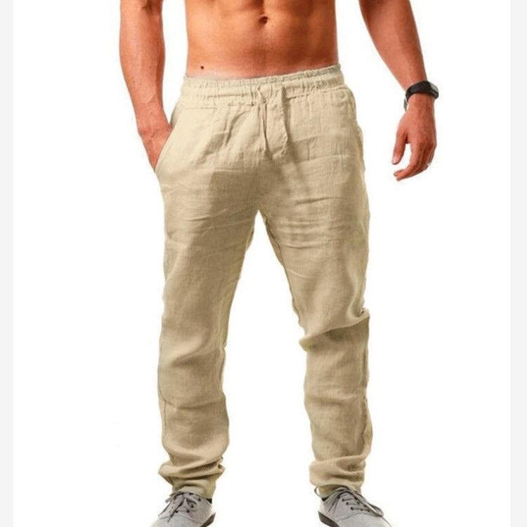 Herren nan leichte Leinenhose mit elastischem Bund tapered Schnitt Echo Archiv