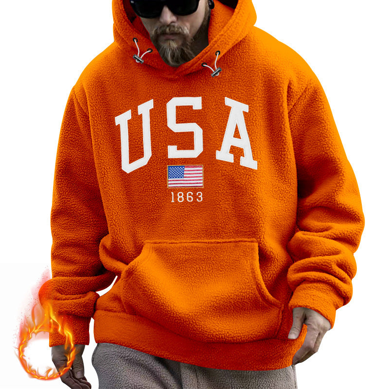 Herren Kapuzenpullover mit USA-Print und gemütlicher Kängurutasche Echoarchiv