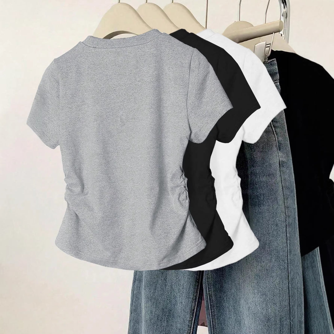 Damen T-Shirt mit kreativem Katzenmotiv und lässigem Schnitt Echo Archiv