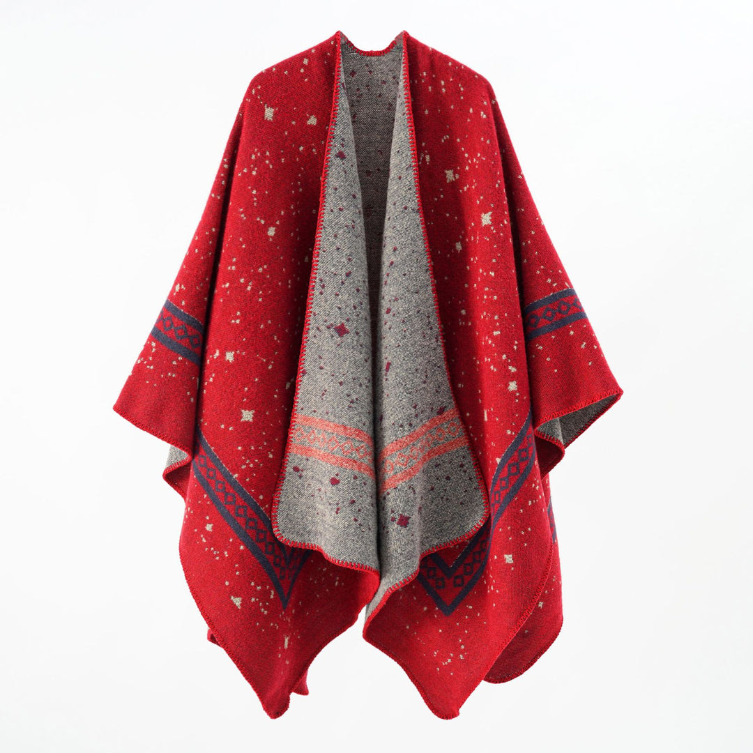 Damen Oversize-Umhangcape aus Wollmix mit zweifarbiger Wendestruktur – Montévia