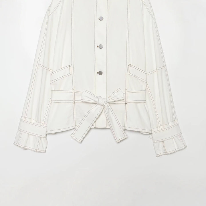 Damen Cropped Parka‑Jacke mit hohem Funnelkragen, Pattentaschen und Bindegürtel Echoarchiv