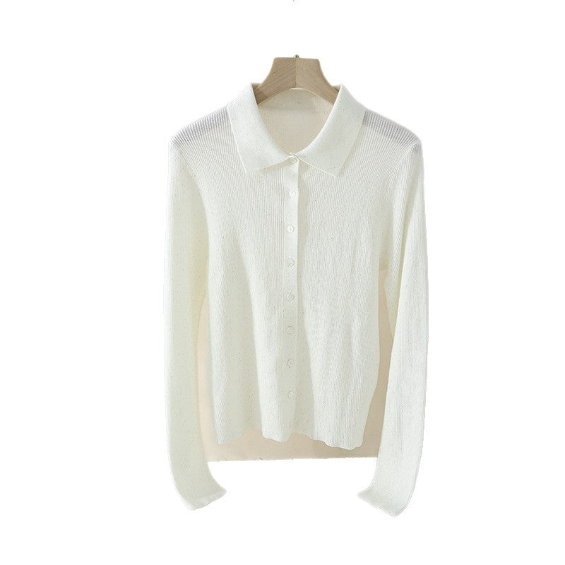 Damen Feinstrick-Cardigan mit Polokragen, Knopfleiste und dezentem Glitzereffekt Echo Archiv