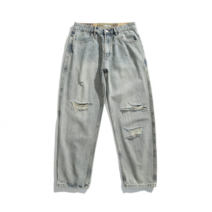 Herren Lässige Straight‑Leg Jeans mit Used‑Waschung und Destroyed-Details Echo Archiv