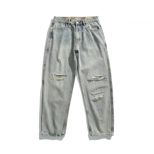 Herren Lässige Straight‑Leg Jeans mit Used‑Waschung und Destroyed-Details Echo Archiv