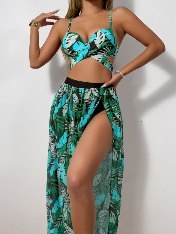 Damen Zweiteiler Bademode mit hohem Beinausschnitt und floralem Design Echo Archiv
