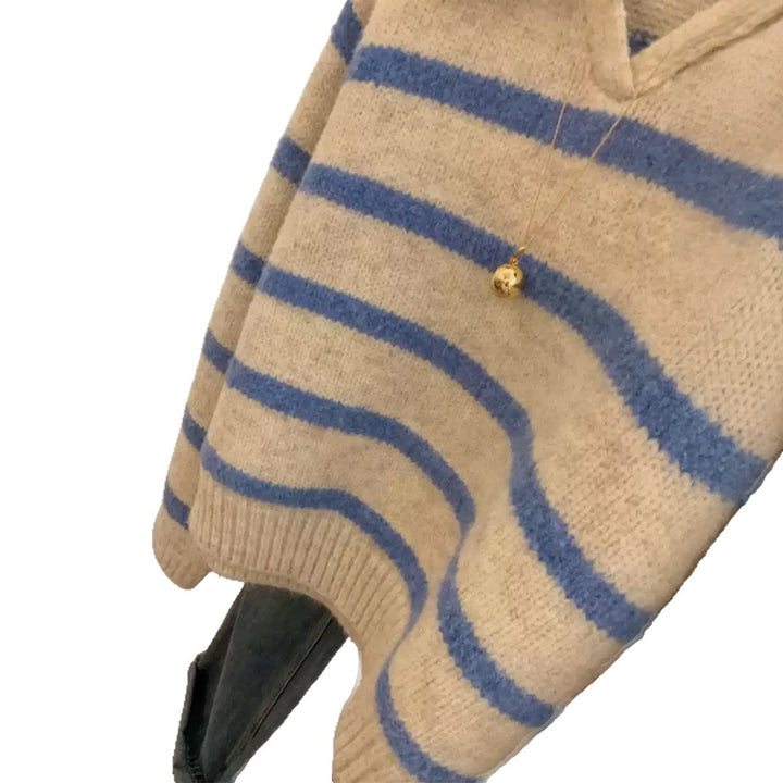 Damen nan kuscheliger Oversize-Strickpullover mit Polokragen und breiten Streifen Echo Archiv