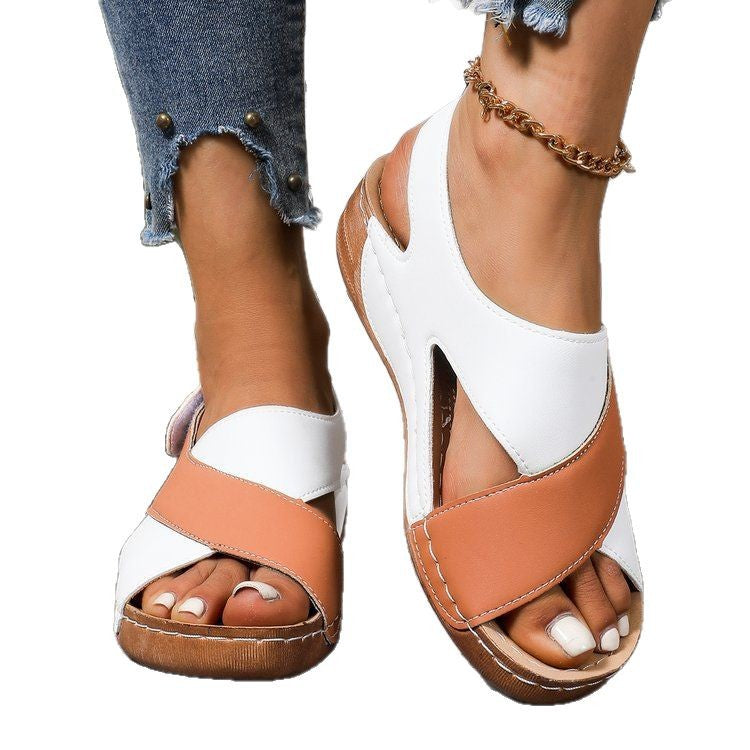 Damen Cross‑Riemen Komfort‑Sandalen mit Klettverschluss – Sorelia