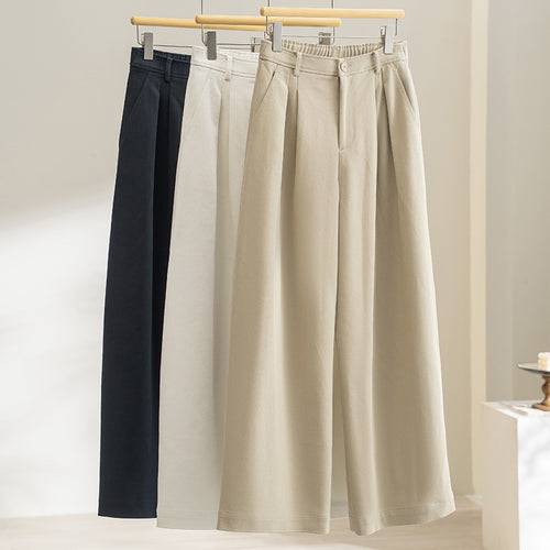 Damen Hochtaillierte Bundfalten-Palazzohose mit weitem Bein und teil-elastischem Bund Echoarchiv