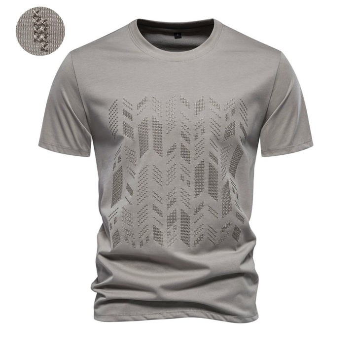 Herren nan Rundhalsshirt aus Baumwollmix mit geometrischer Laserperforation und geradem Schnitt Echo Archiv