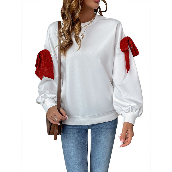 Damen Sweatshirt mit Ballonärmeln und Schleifen-Applikation Echoarchiv