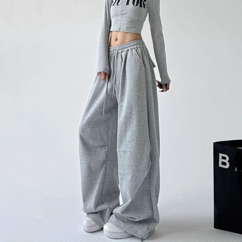 Damen weite Jogginghose mit extra weitem Bein und Kordelzugbund aus French Terry – Avélisse