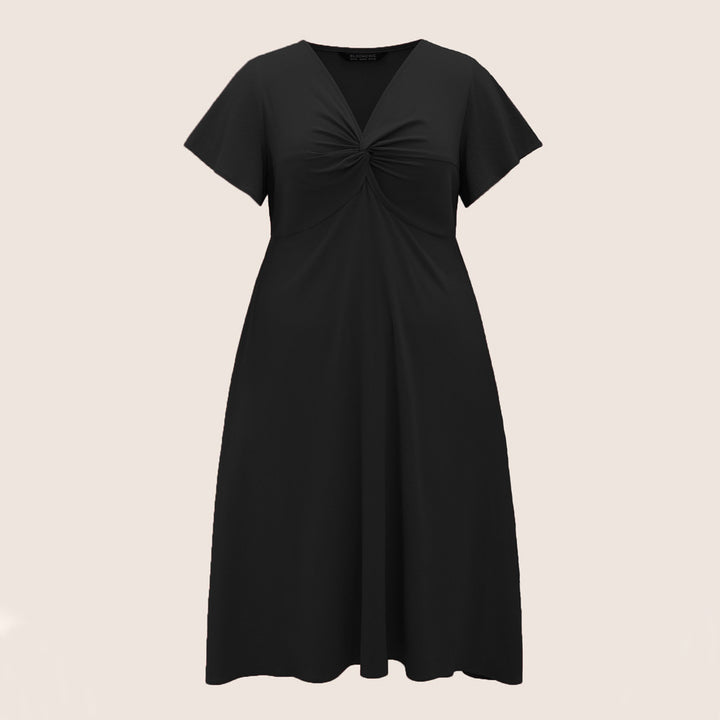 Damen Elegant geschnittenes Midikleid mit Knotendetail und kurzen Ärmeln Echo Archiv