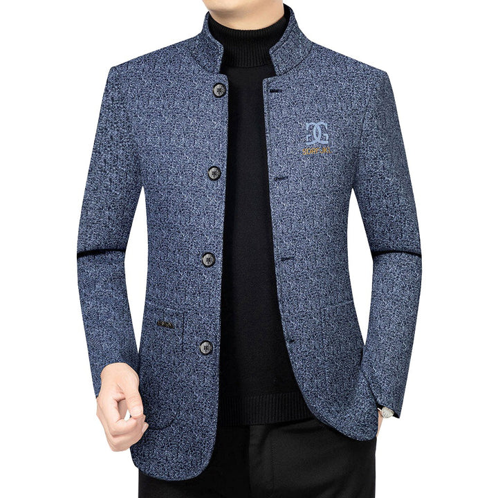 Herren Moderner Stehkragen-Blazer im Travel-Stil mit wattierter Innenfütterung – Tianoro