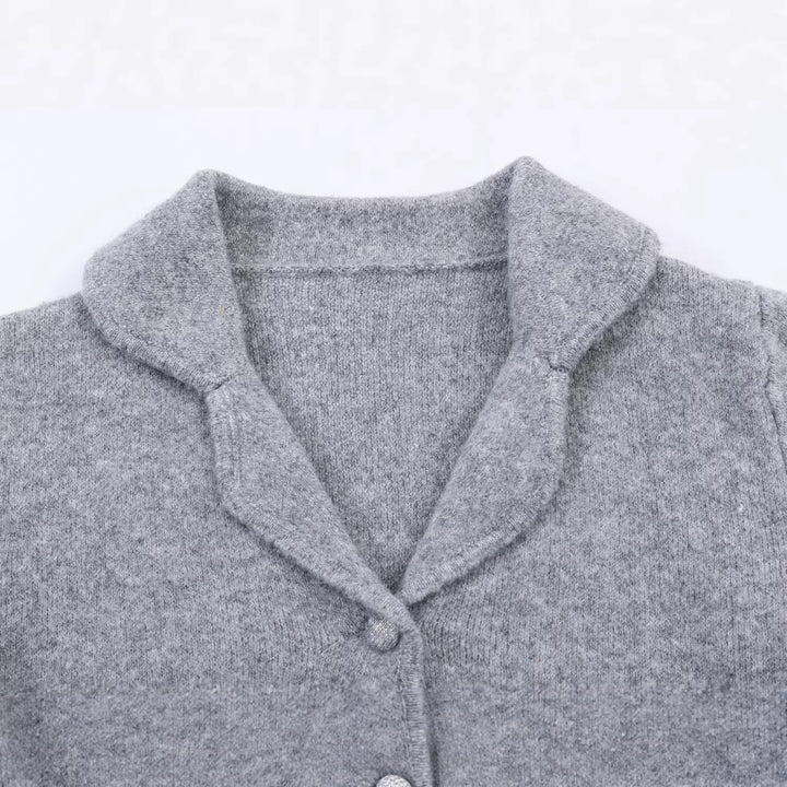 Damen Kurzer Wollmix-Cardigan-Mantel mit Schalkragen und Schmucksteinapplikationen Echoarchiv