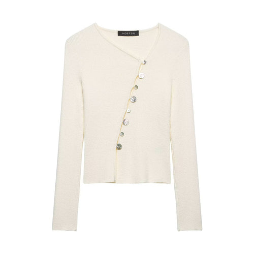 Damen Asymmetrische Strickjacke mit diagonalem Knopfverschluss Echo Archiv