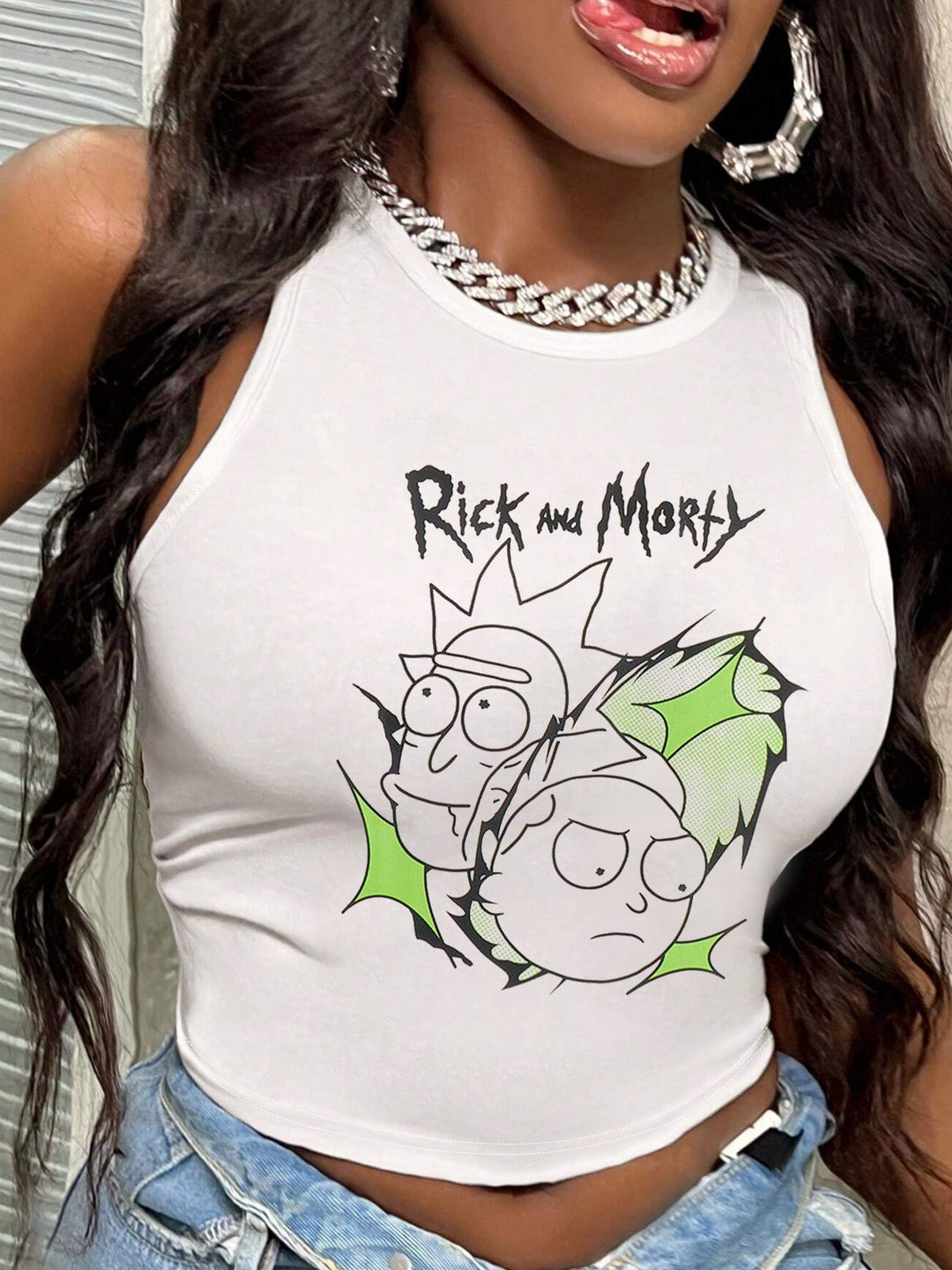 Damen Crop-Top mit mutigem Statement-Druck Echo Archiv