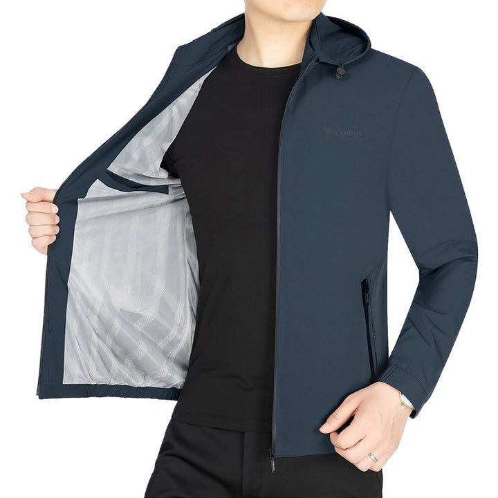 Herren Leichte Softshell-Funktionsjacke mit Kapuze wasserabweisend atmungsaktiv – Taviero