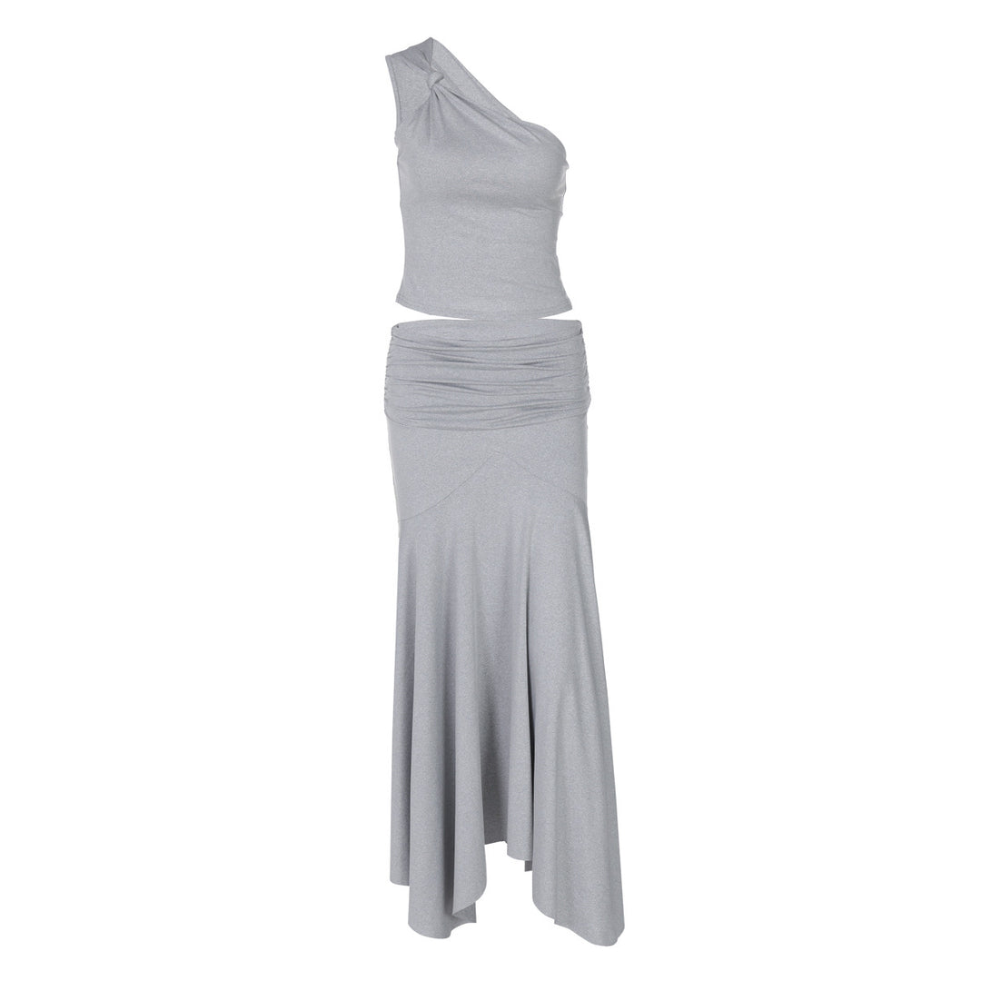 Damen Elegantes One-Shoulder Kleid mit fließendem Saum und Raffung Echo Archiv
