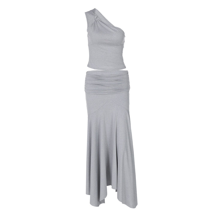 Damen Elegantes One-Shoulder Kleid mit fließendem Saum und Raffung Echo Archiv
