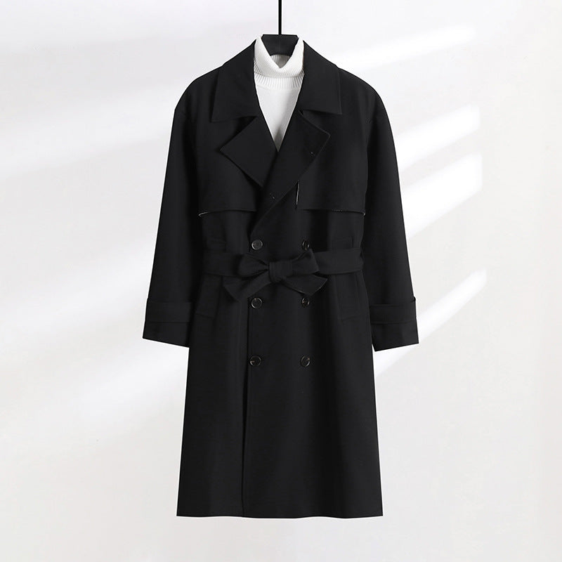 Damen taillierter Doppelreiher-Trenchcoat mit Bindegürtel und Schalkragen Echoarchiv