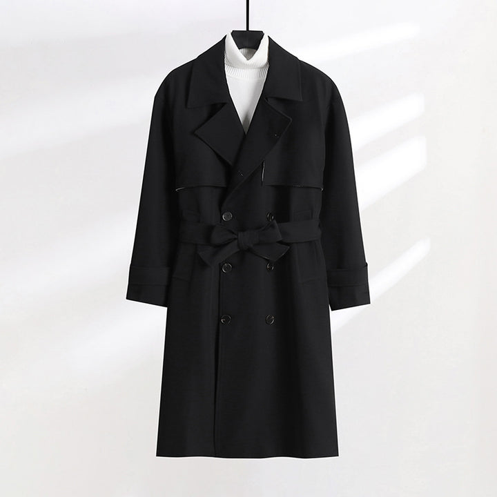Damen taillierter Doppelreiher-Trenchcoat mit Bindegürtel und Schalkragen Echoarchiv
