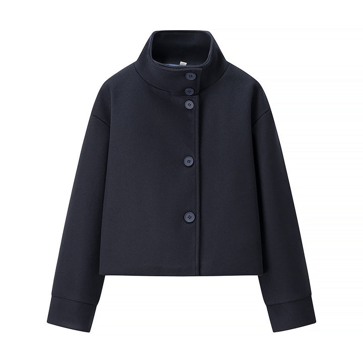 Damen nan cropped Wollmix-Jacke mit hohem Stehkragen, kastiger Passform und verdeckter Knopfleiste Echo Archiv