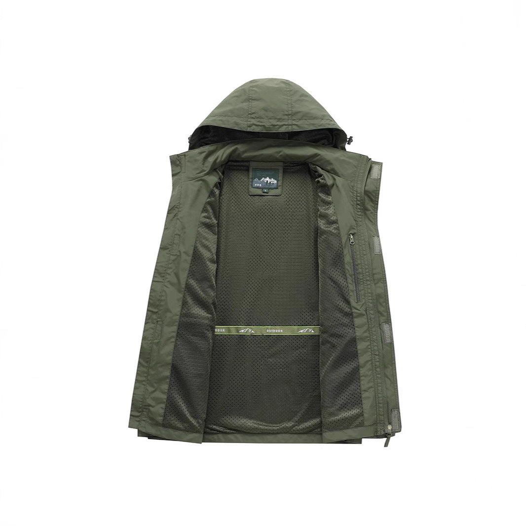 Herren Multifunktions-Fieldjacke mit Kapuzenkragen, Cargo-Taschen und D-Ring Echoarchiv