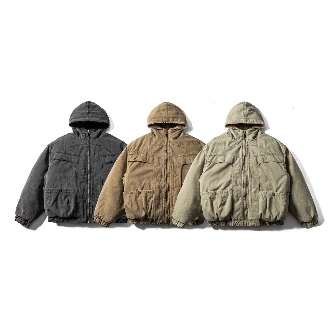 Herren Robuste Kapuzen-Fieldjacke mit Teddyfutter und Utility-Taschen Echoarchiv