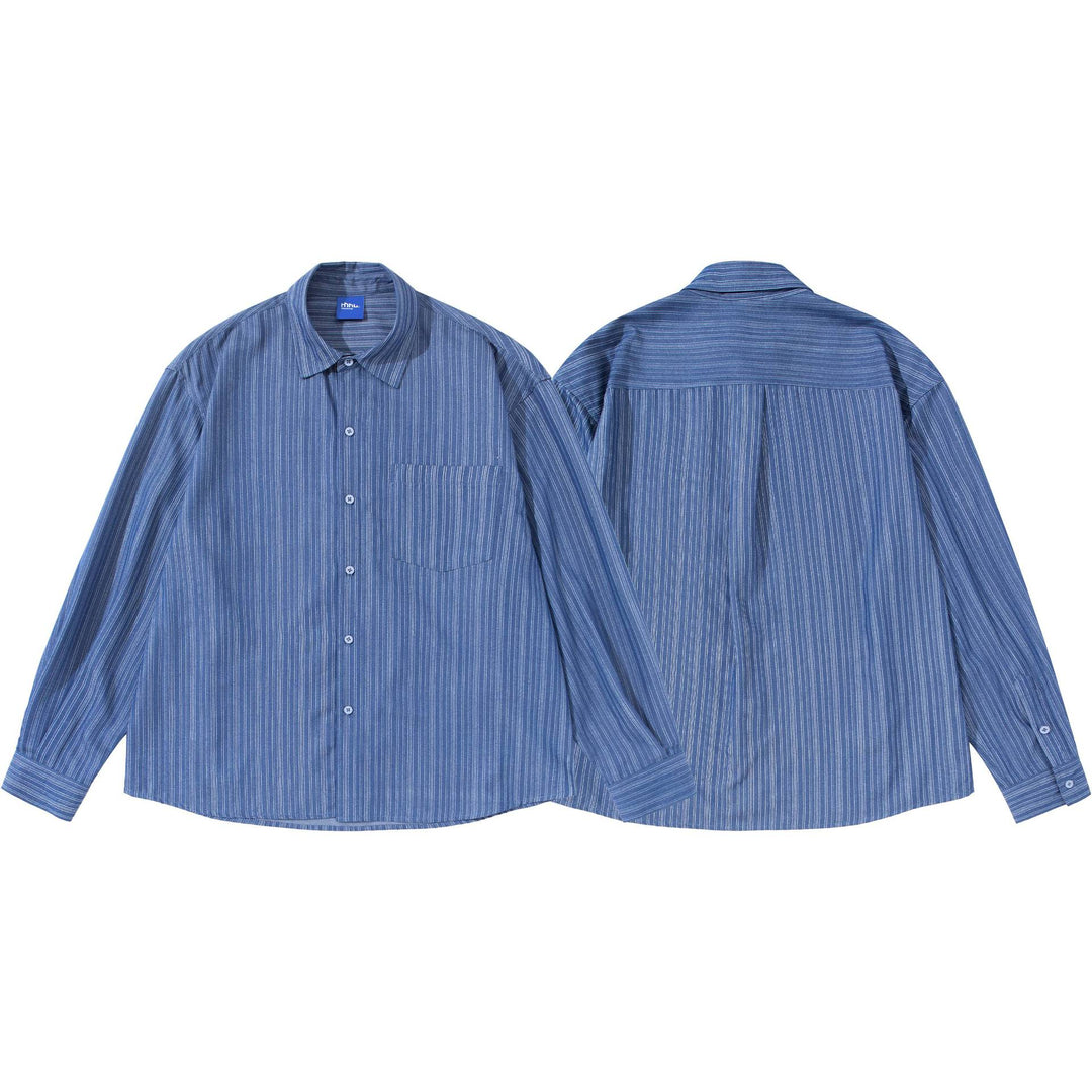 Unisex Gestreiftes Oversize‑Hemd im Boxy‑Schnitt Echoarchiv